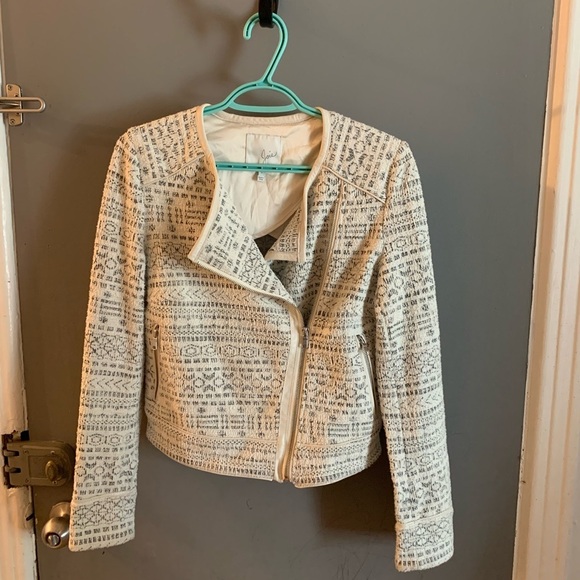Joie tweed blazer with lambskin trim moto - Picture 2 of 6